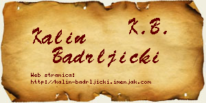 Kalin Badrljički vizit kartica